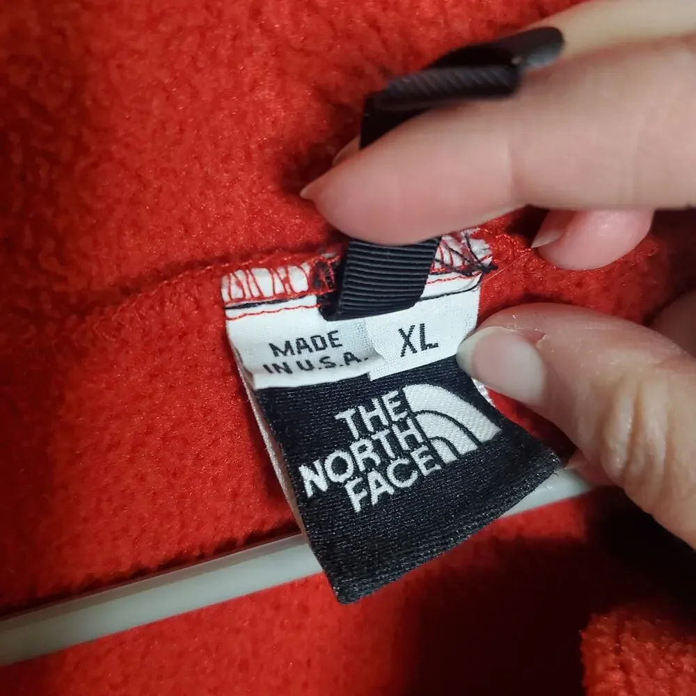 The North Face Red Fleece Quarter Zip Jacket Kangaroo Pocket XL Made in USA VTG